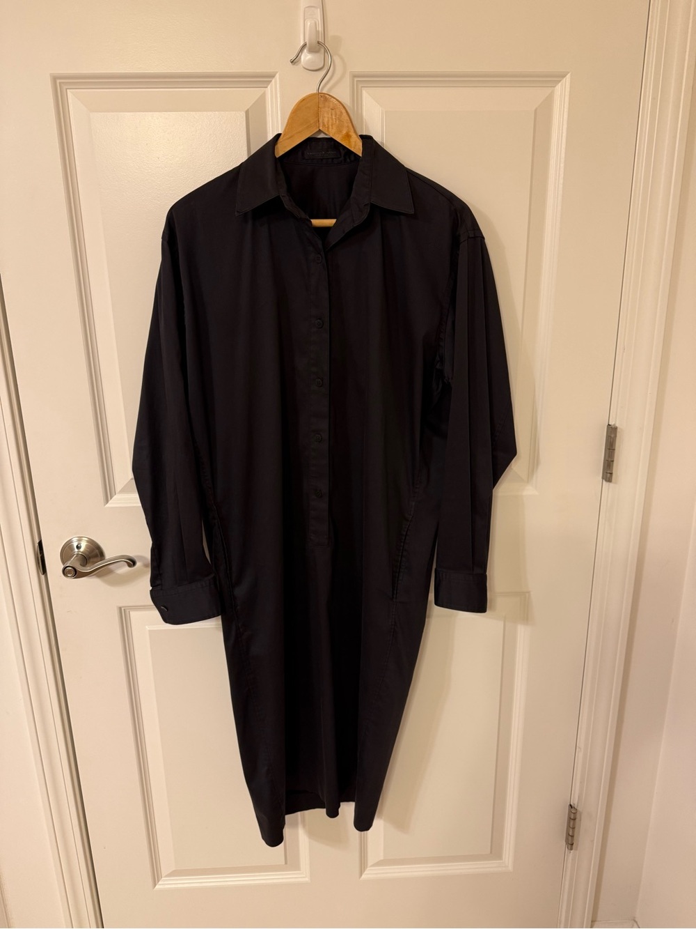 Donna Karan NY Black Long Sleeve Shirt Dress Collar EUC Women’s 6 Vintage Button